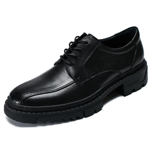 

business thick bottomed genuine leather business mens shoes shoes men all-match cowhide men dress, Black