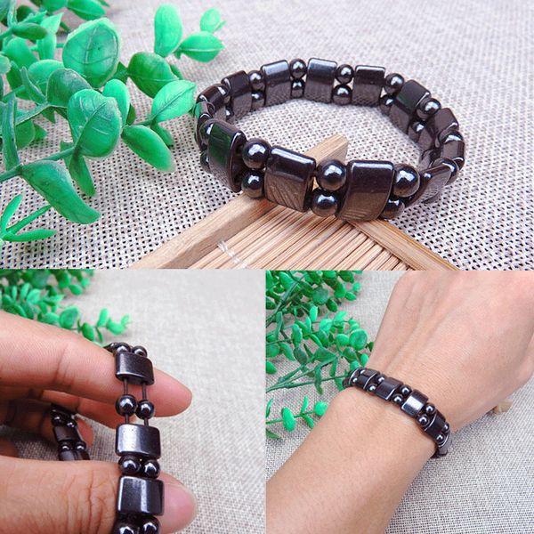 

men black hematite magnetic healing therapy bead bracelet bangle fashion