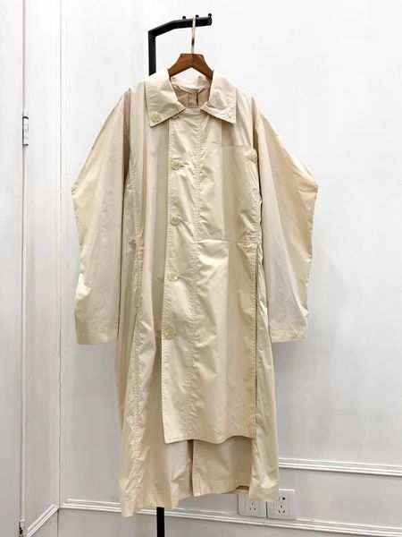 

женская сыпучие посадки хлопка trench coat твердые длинные свободные пальто женщин, Tan;black