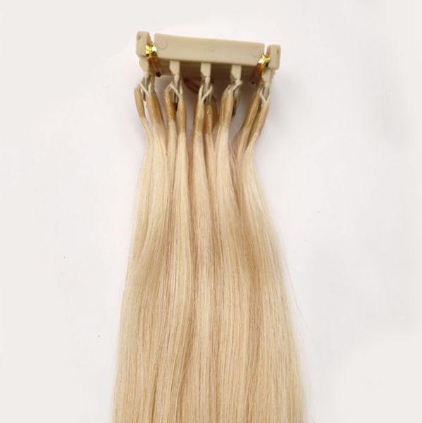 Nuovo prodotto Micro Loop 6d Estensioni dei capelli I capelli vergini allineati con la cuticola possono essere personalizzati per gli strumenti del salone del connettore dei capelli di Hightlights 14-28 pollici