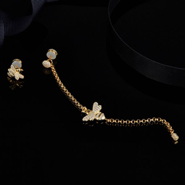 

wholesale-asymmetric yellow silver bumble bee earrings, Golden