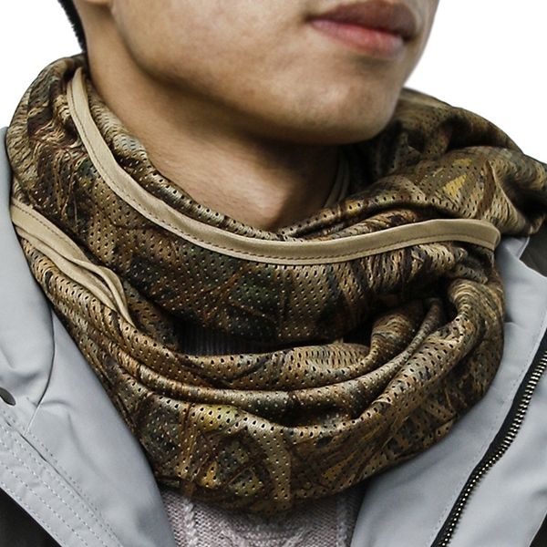 

camouflage scarf windproof anti-dust mesh scarves hunting scarf for outdoor fishing hunting cycling, Black