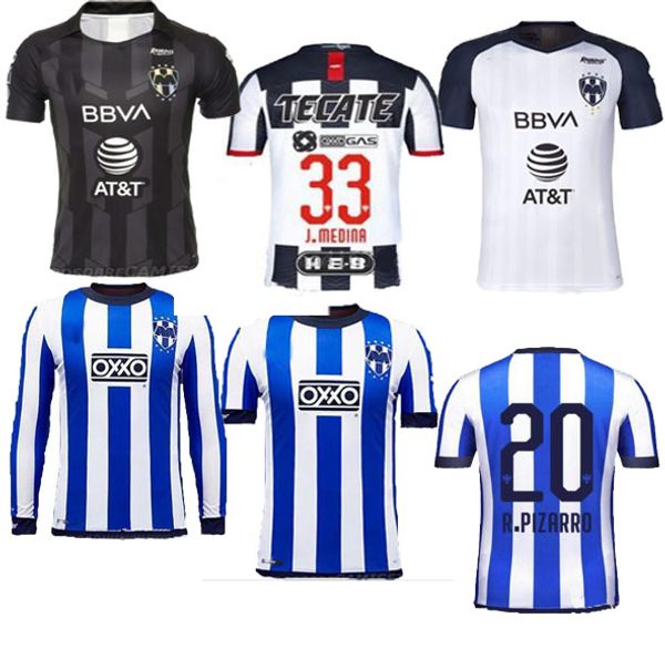 

monterrey 19 20 special-edition rayados monterrey blue soccer jerseys d.pabon r.funes mori football shirt monterey long sleeve jersey, Black