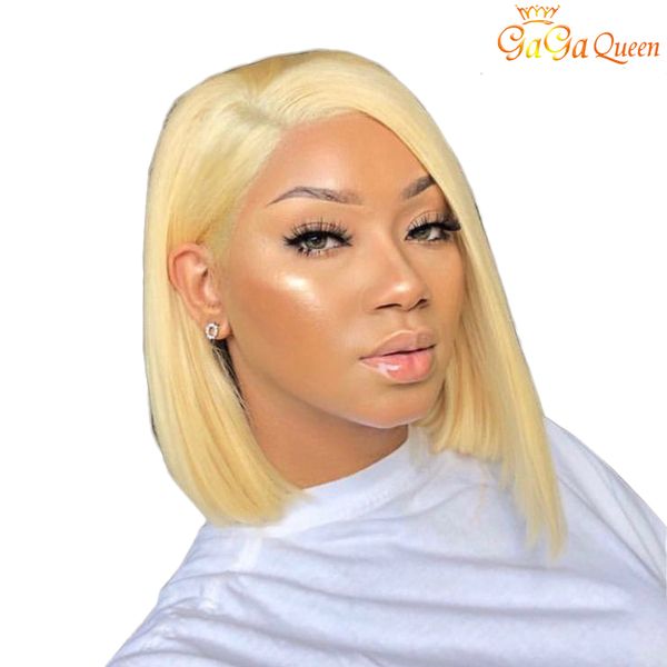 

gaga queen прямые 613 кружева фронтальные парики короткие боб прямые человеческие воло