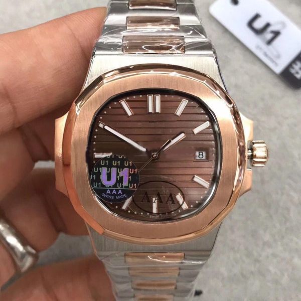 

u1 quality 40mm mechanical 316l steel sapphire original butterfly buckle 6 style options men's watches, Slivery;brown