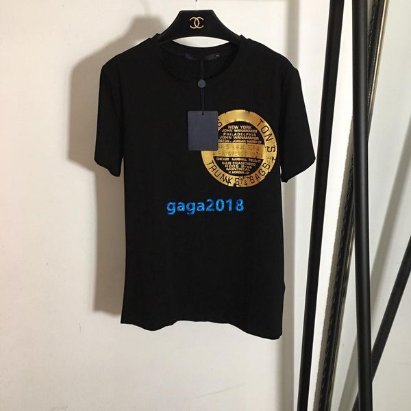 

high end женщины девушки футболка бронзируя монограмма письмо мотив круглый вырез с коротким рукавом блузка футболка мода роскошный дизайн п, White