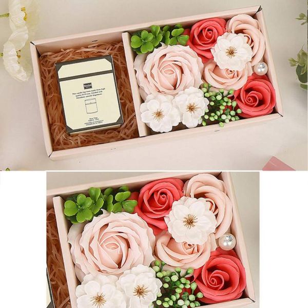 

new artificial flower soap romantic rose flower gift box with aroma candle for valentine's day anniversary wedding decoration f