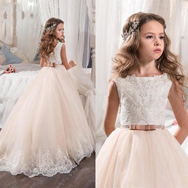 

vintage blush pink flower girl платья свадьбы принцесса туту sequined аппликация кружева лук дети длина пола девочек pageant платья, White;red