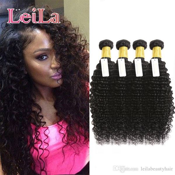 

peruvian deep wave curly 4 bundles one lot human hair weave double weft 95-100g piece natural color deep wave bundles, Black