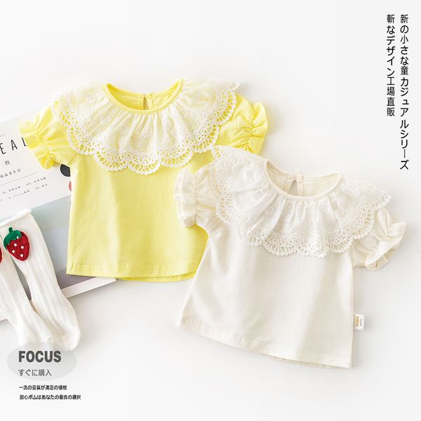 

2020 new arrival girls lace t-shirt summer baby kids tee shirt 0-5 years, Blue