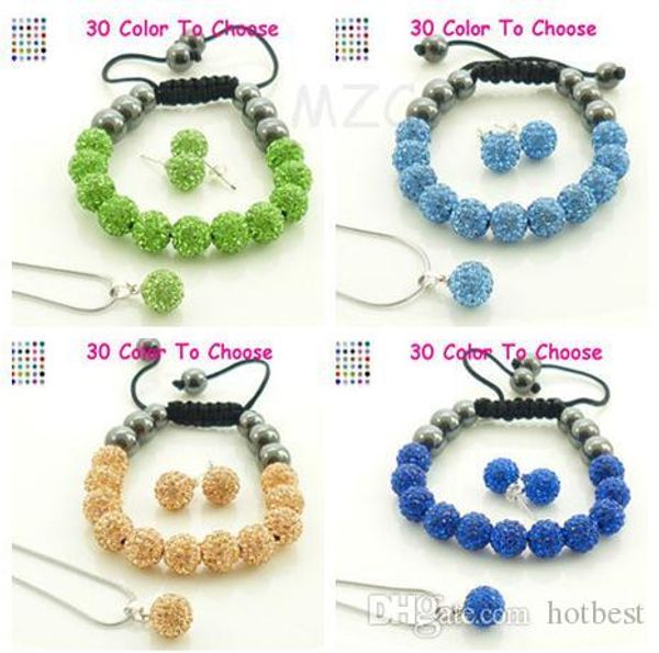 

5pcs/lot 10mm crystal clay good new arrival disco bead rhinestone crystal set bracelet necklace studs earrings jewelry set sale, Black