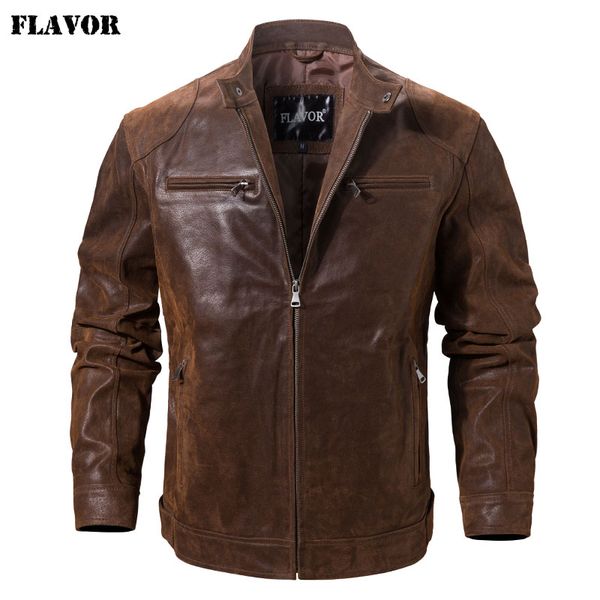 

men's pigskin real leather jacket motorcycle jacket coat men, Black
