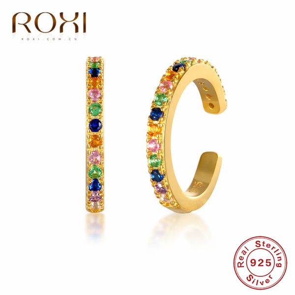 

roxi 925 sterling silver ear cuff non pierced earring c shape rainbow crystal clip on earrings for women fashion jewelry earcuff