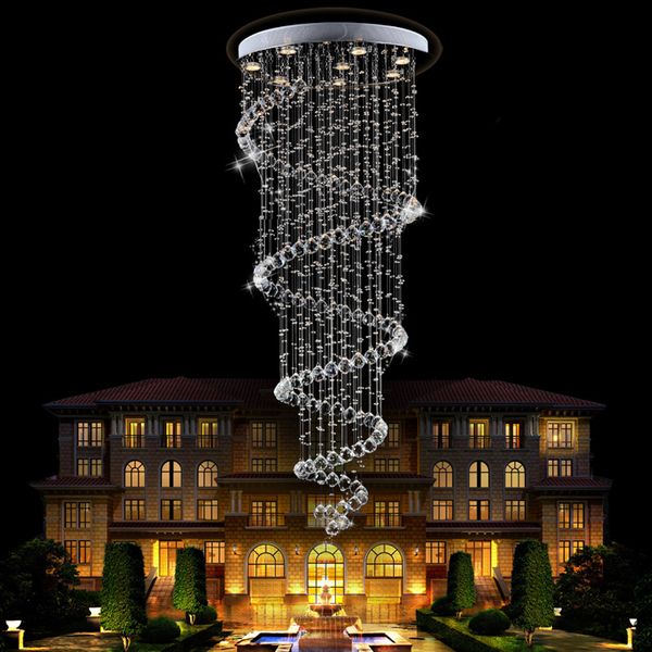 

modern led spiral lustre crystal ceiling light fixtures long stair light for staircase l foyer living room chandeliers lamp