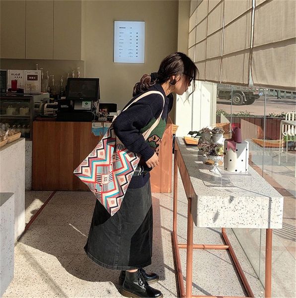 

designer- womens shoulder bags designer shoulder bag vintage printed women's bag wool one shoulder bag hand woven rabbit hair fashion1