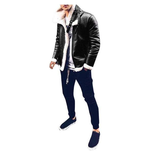 

2020 jacket men new fashion brand leather winter plus velvet lining warm male zipper erkek mont chaquetas hombre veste homme, Black;brown