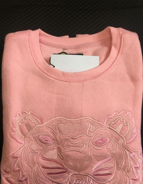 

embroidery tiger head sweater man woman long sleeve o-neck pullover hoodies sweatshirts jumper pink colors, Black