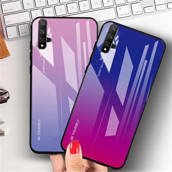 

роскошные gradient закаленное стекло чехол для huawei nova 5t 5i 5 pro жесткий назад чехол для телефона для honor 20 9x 8x 8а 8s mate30 крыш