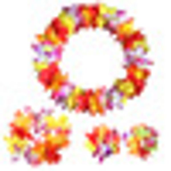 

4 piece hawaiian flower leis garland necklace fancy dress party hawaii beach new