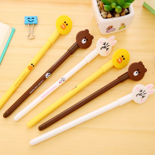 

36 pcs/lot bear duck gel pen cartoon black ink signature pens promotional gift stationery school writing supplies