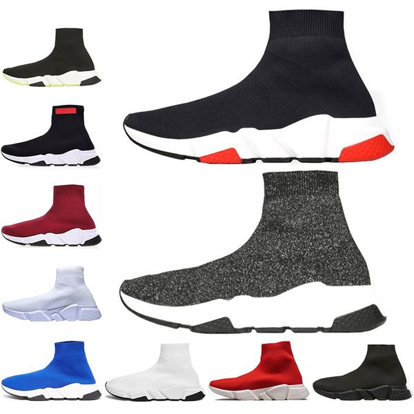 

2019 luxury speed trainer black designer sneakers men women black red casual shoes fashion socks sneaker boots 36-45