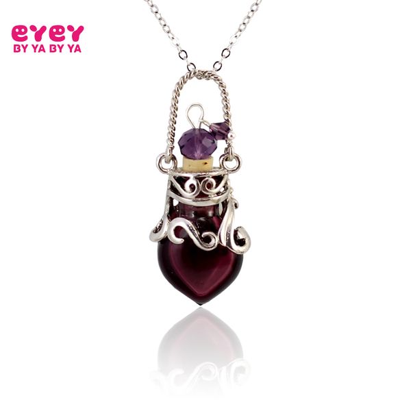 

1pc murano glass perfume necklace small heart essential oil bottle pendants perfume bottle perfumes and fragrances for women, Silver