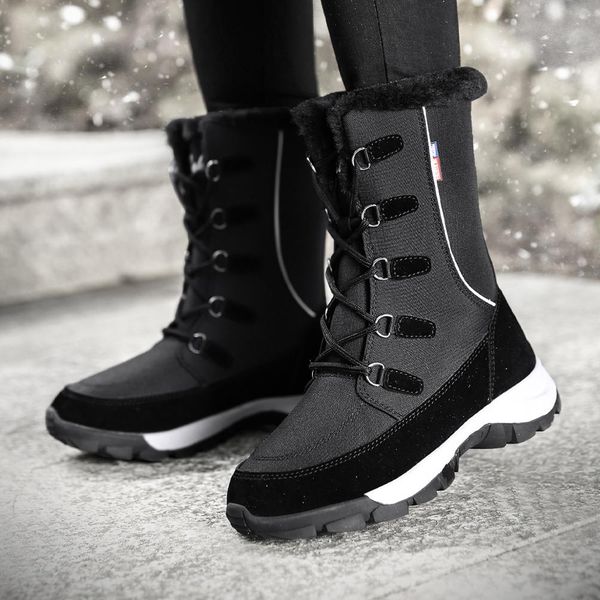 

2019 fashion women winter snow boot waterproof winter sneakers outdoor high ankle boot thick fur warm cotton shoes big size
