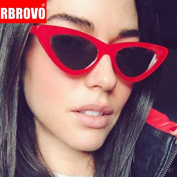 

rbrovo fashion cat eye sunglasses women brand designer candy color vintage triangle sun glasses outdoor goggles, White;black