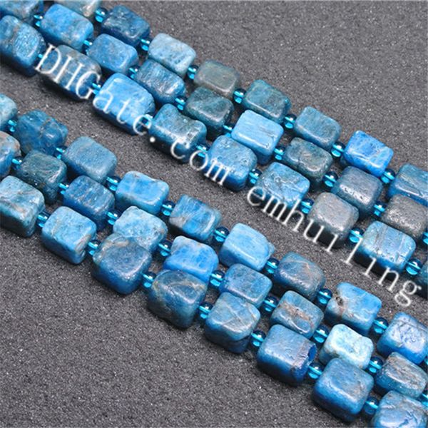 Natural Apatita Beads Azul Semi Precious Áspero Gemstone Tile Solto Beads Para Fazer Jóias Finas -10 * 14mm Freeform Quadrado Telhas-15 