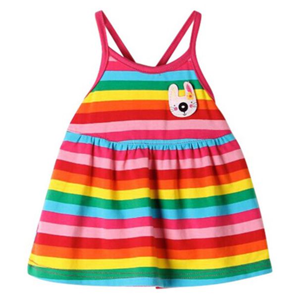 

cute baby girl clothes kids summer colorful dress rainbow dresses, Red;yellow