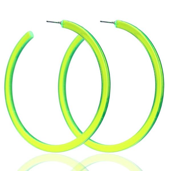 

large acrylic c hoop earrings fluorescent for women hyperbole summer party night club pub earrings anti allergy, Golden;silver