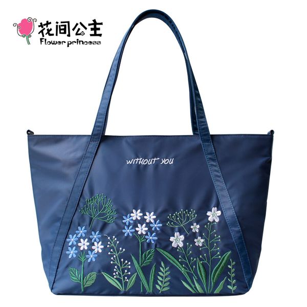 

flower princess women fashion nylon embroidery shoulder bag women's tote bag school teenage girl handbag crossbody bags