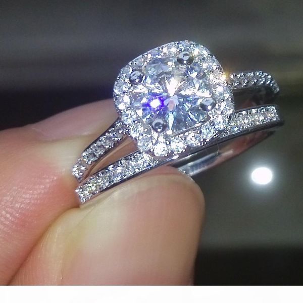 

fashion jewelry sparkling jewellery diamond cz 10kt white gold filled wedding ring set sz 5-10 gift ing, Slivery;golden