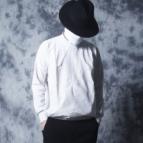 

small high-neck striped sweater men's bottoming shirt loose long-sleeved korean shirt tide brand men's inside dress, White;black