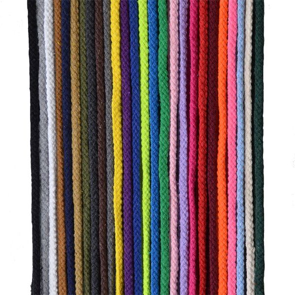 

5mm*100yards colorful white cotton cord natural beige twisted cord rope craft macrame string diy home decorative supply, Black;white