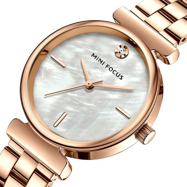 

mini focus women watches waterproof rose gold stainless steel strap dress fashion casual quartz ladies wrist watch, Slivery;brown