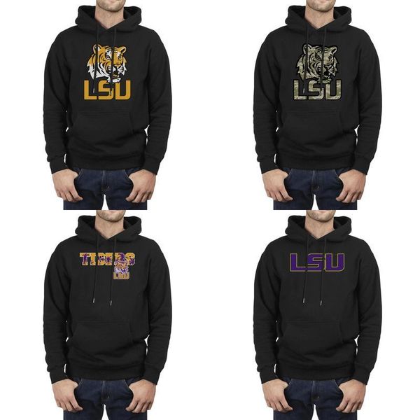 

fashion men lsu tigers primary team logo black oversized hoodies casual cool slim fit football basketball coconut tree camouflage core
