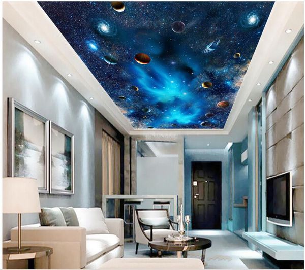 3d Ceiling Mural Wallpaper Custom Photo Space Milky Way Vast Starry Sky Interstellar Room Home Decor 3d Wall Murals Wallpaper For Walls 3 D Wallpaper