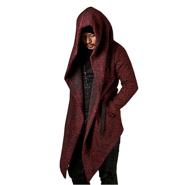 

e-baihui men hooded sweatshirts solid hip hop mantle hoodies fashion irregular hem jacket long sleeves cloak male coats outwear l062, Black;brown