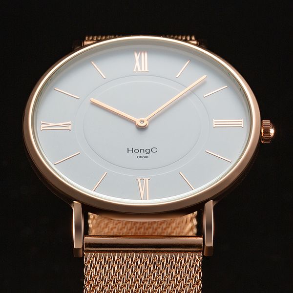 

men watch fashion minimalist big dial watch mens watches stainless steel mesh clock men relogio masculino, Slivery;brown