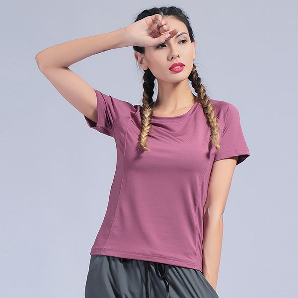 

female sport short sleeve yoga shirt exercise workout sports t-shirts gym clothing yoga womens gym shirt sportwear tees, White;red