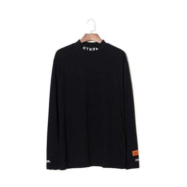 

The European and American Popular Logo HERON PRESTON Hoodies Small High Collar Embroidery Base Shirt Long Sleeve T - Shirt for Men and Women