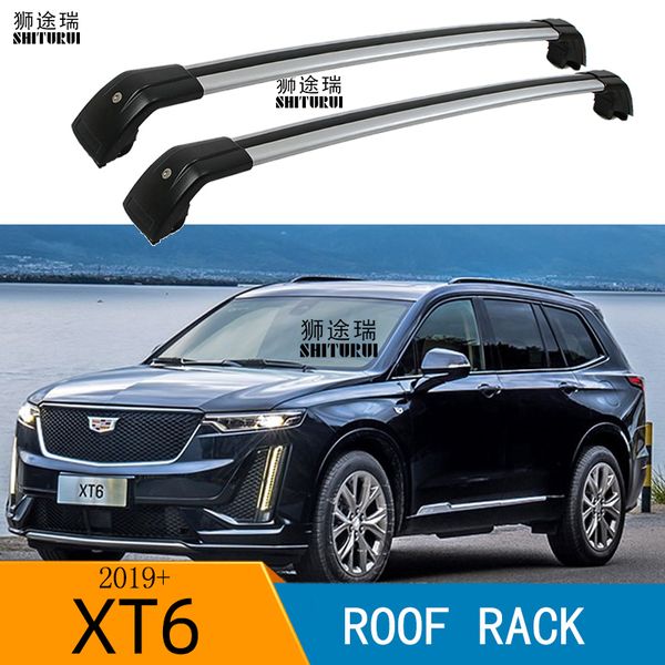 

2pcs roof bars for cadillac xt6 2019+ aluminum alloy side bars cross rails roof rack luggage cuv suv