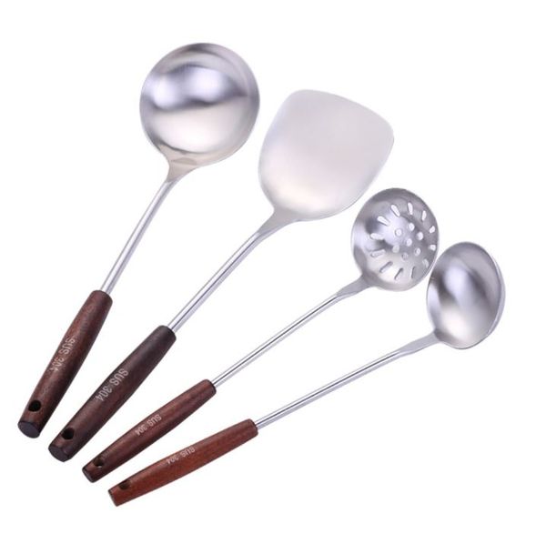 

4pcs stainless steel kitchenware set 304 worthbuy kitchen utensil set with wooden handle