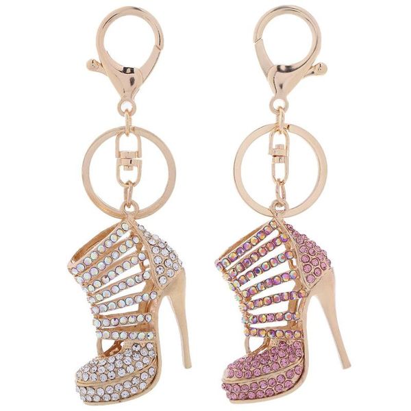 

crystal high heels shoes key chains rings shoe pendant car bag keyrings for women girl keychains gift, Silver