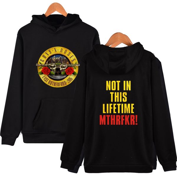 

новые мужские толстовки черные пушки и розы печатных толстовка хип-хоп рок толстовка мужчины женщины унисекс пуловер уличная куртка пальто, Black