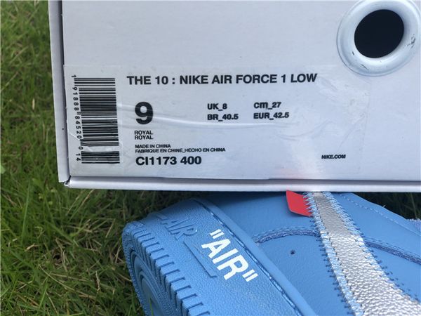 

2019 men's and women's shoes off ow joint name af1 white north card blue silver hook sneakers shoes ci1173-400, Black