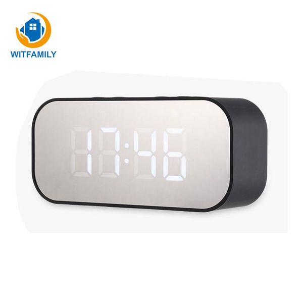 

portable led digital alarm clocks snooze column subwoofer mirror alarm clock sound box bluetooth speaker wireless lcd stereo