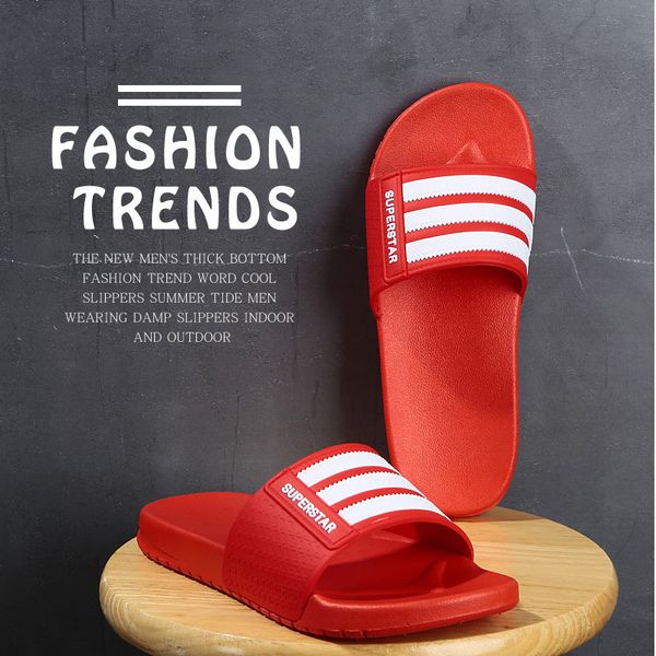 

famous fashion women's striped sports slippers summer new outside active young pvc slides large size beach sandals wholesale, Black