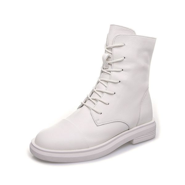 

women's boot genuine leather mid-calf boots for woman 2019 spring autumn ladies casual boots rubber sole women boot shoes, Black